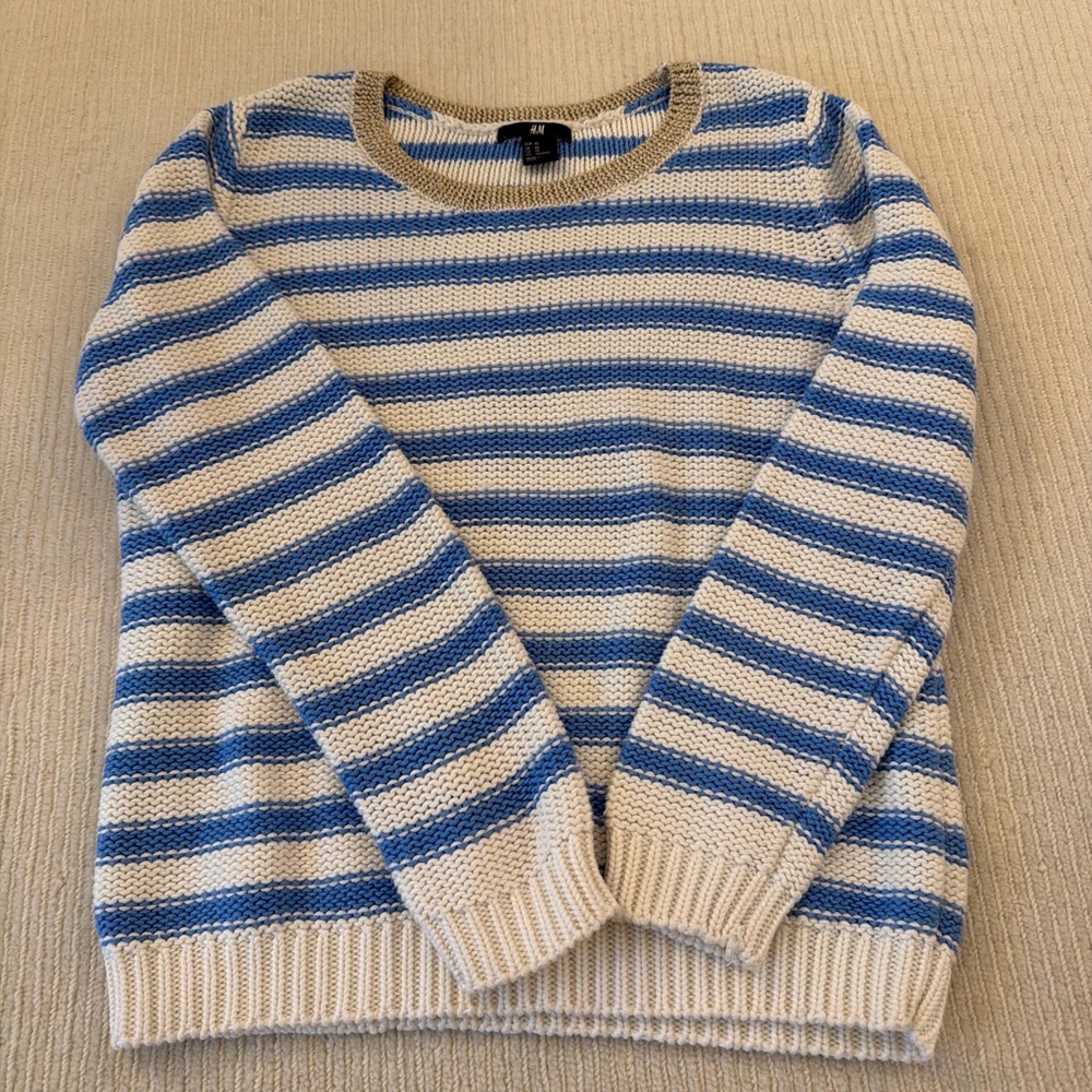 H&M Blue and White Striped Sweater